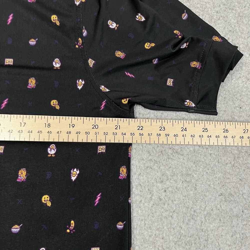 Waggle Polo Shirt Mens L Black All Over Print Performance Golf Stretch AOP - Picture 7 of 9